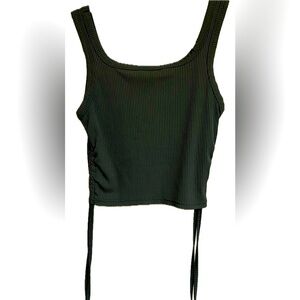 SHEIN EZwear Solid Drawstring Crop Tank Top